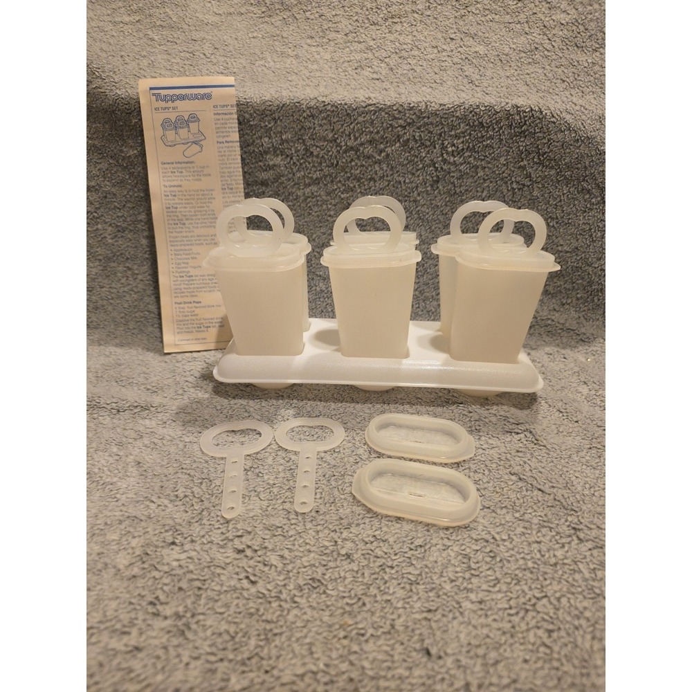 TUPPERWARE Vintage ICE CUPS Ice‎ Pops (Tray, 6 Tups, 8 Rings, 8 Seals, Booklet)